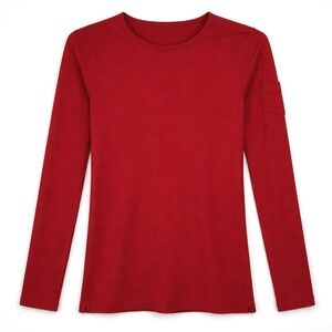 EUC Vintage Y2K M Lauren Ralph Lauren Crew Neck Top Red LRL Monogram Arm Pocket